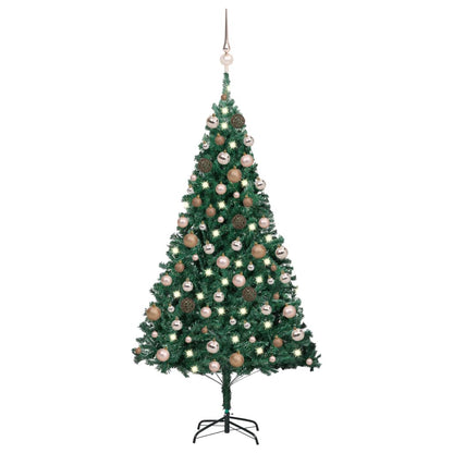 Künstlicher Weihnachtsbaum Mit Beleuchtung & Kugeln Grün 120 Cm