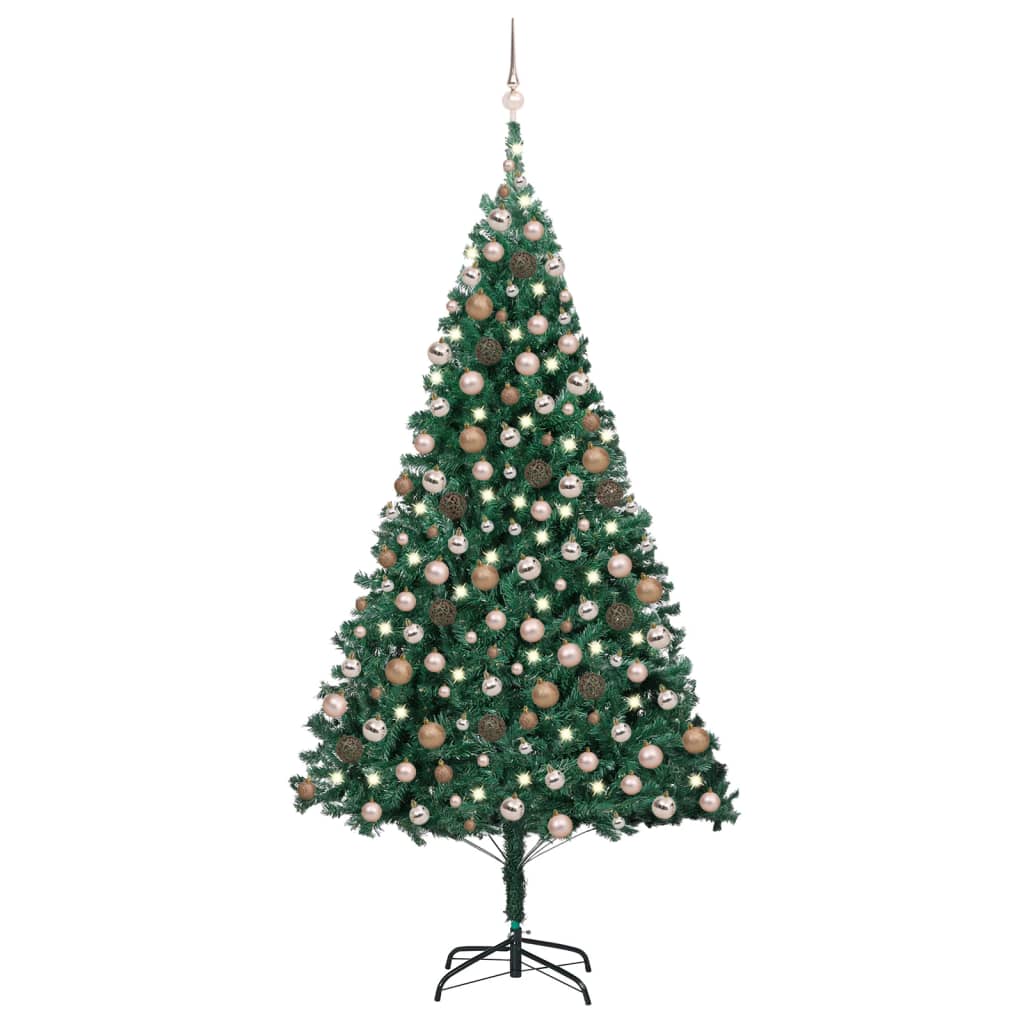 Künstlicher Weihnachtsbaum Mit Beleuchtung & Kugeln Grün 120 Cm