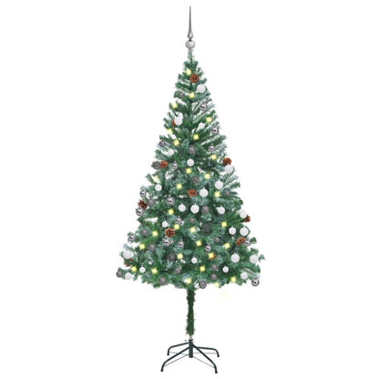 Künstlicher Weihnachtsbaum Mit Beleuchtung Kugeln Zapfen 150 Cm