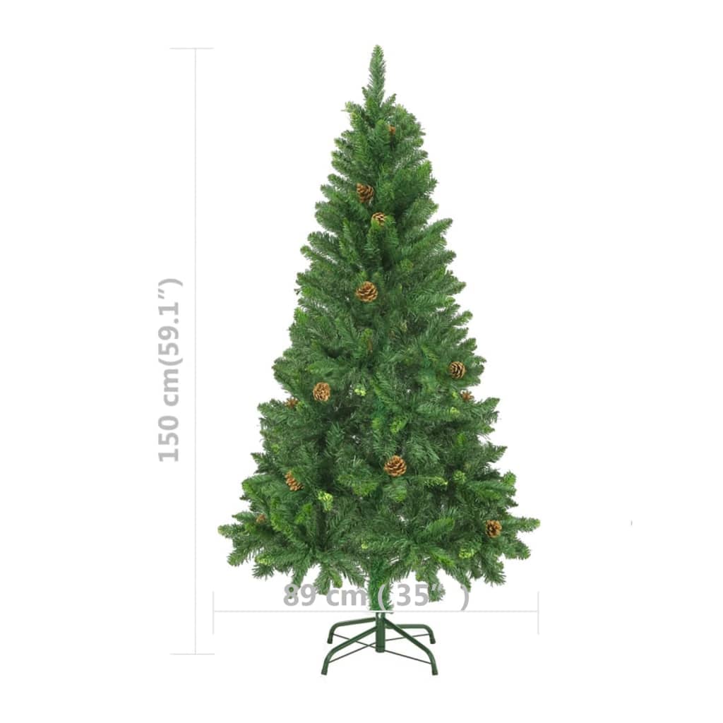 Künstlicher Weihnachtsbaum Mit Beleuchtung & Zapfen 150 Cm