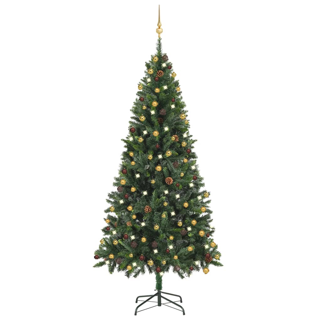 Künstlicher Weihnachtsbaum Mit Beleuchtung & Kugeln Grün 150 Cm