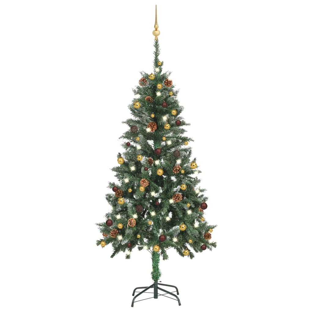 Künstlicher Weihnachtsbaum Mit Beleuchtung & Kugeln Grün 150 Cm