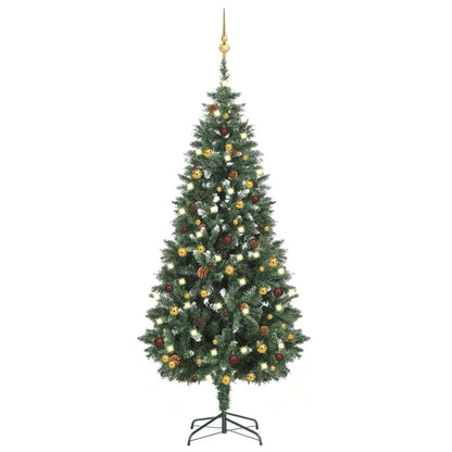 Künstlicher Weihnachtsbaum Mit Beleuchtung & Kugeln Grün 150 Cm