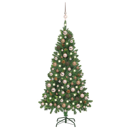 Künstlicher Weihnachtsbaum Mit Beleuchtung & Kugeln Grün 150 Cm