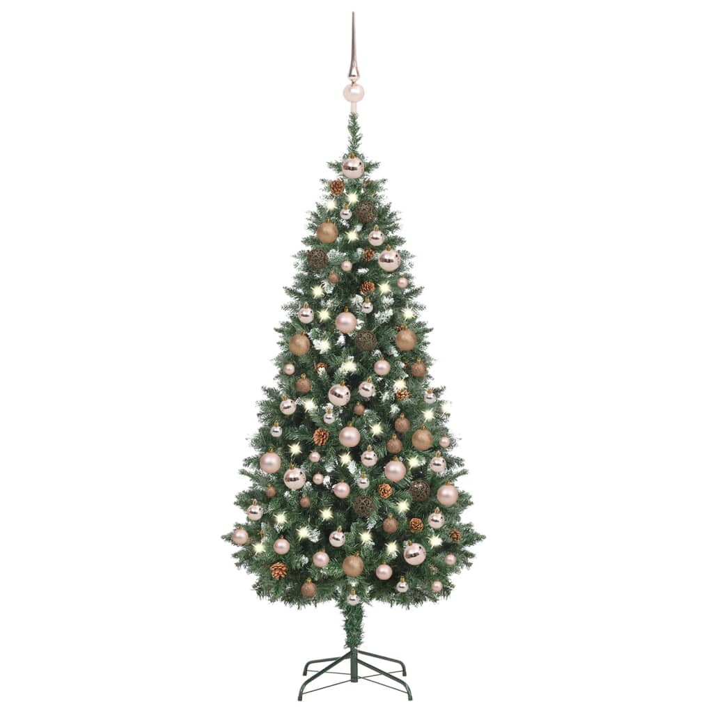 Künstlicher Weihnachtsbaum Mit Beleuchtung & Kugeln Grün 150 Cm