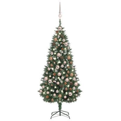 Künstlicher Weihnachtsbaum Mit Beleuchtung & Kugeln Grün 150 Cm