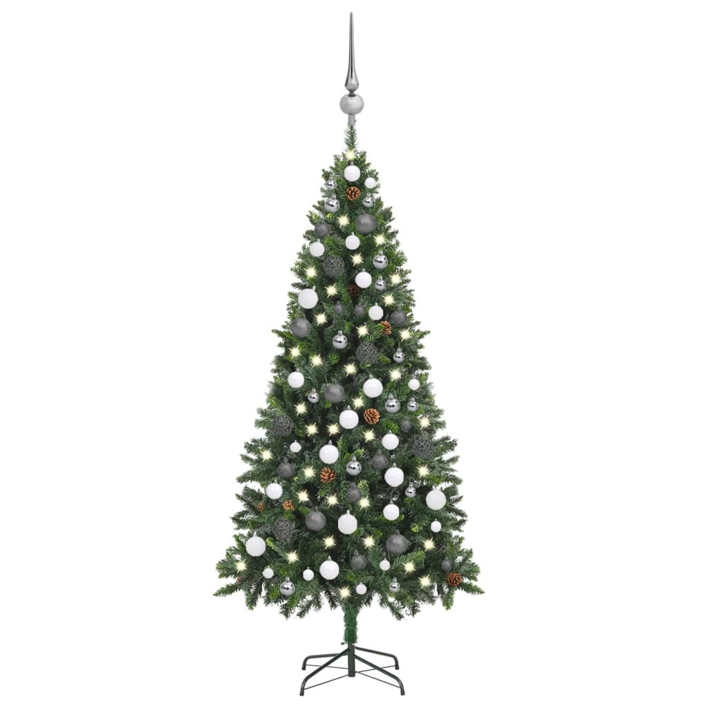 Künstlicher Weihnachtsbaum Mit Beleuchtung & Kugeln Grün 150 Cm