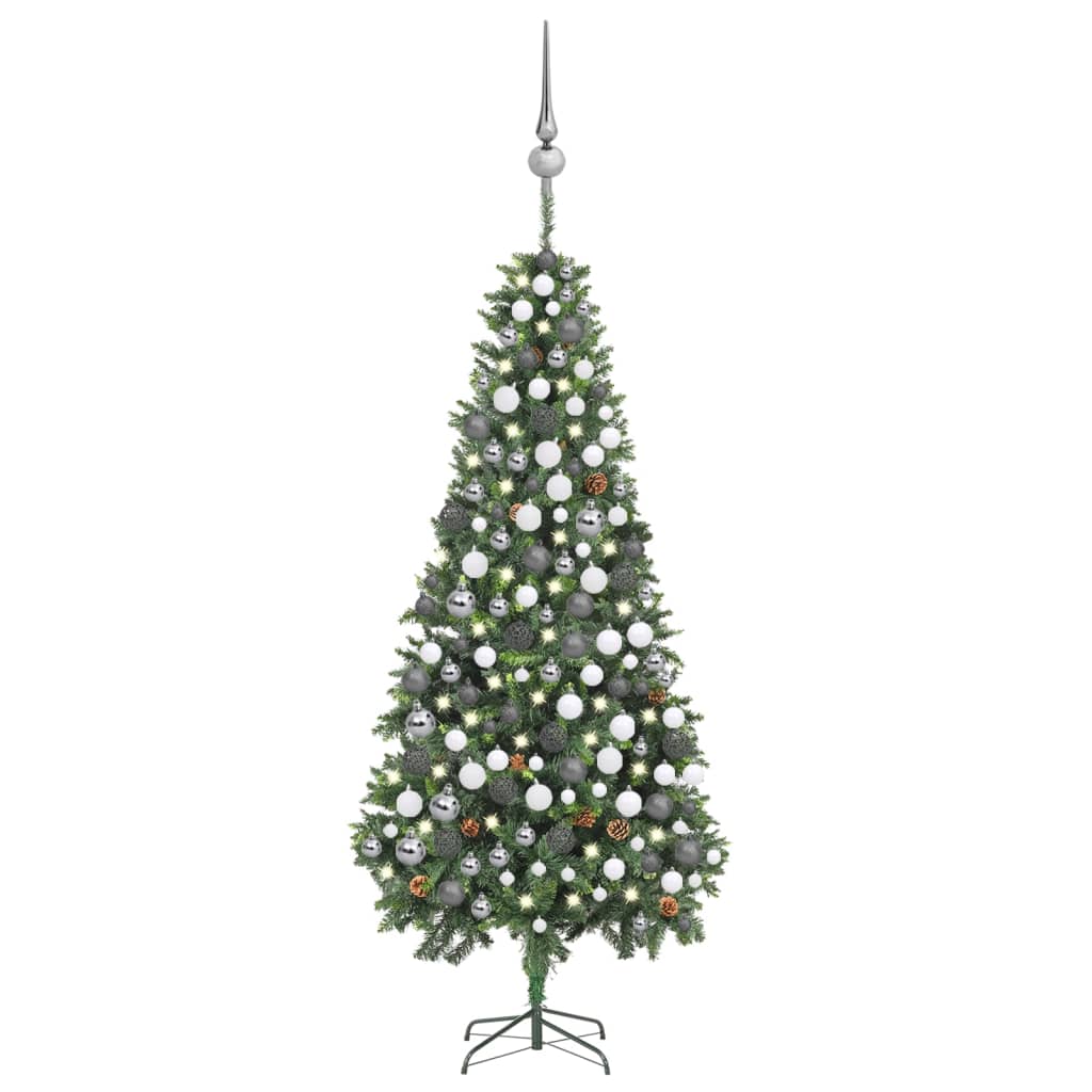 Künstlicher Weihnachtsbaum Mit Beleuchtung & Kugeln Grün 150 Cm