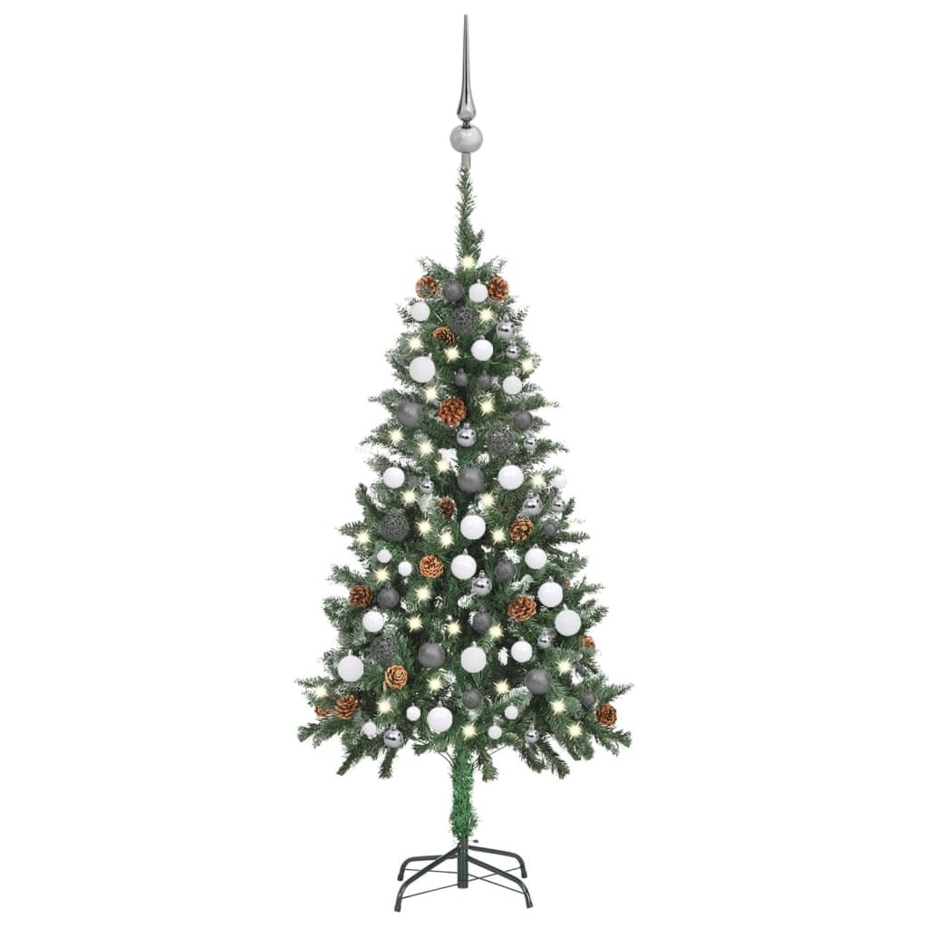 Künstlicher Weihnachtsbaum Mit Beleuchtung & Kugeln Grün 150 Cm