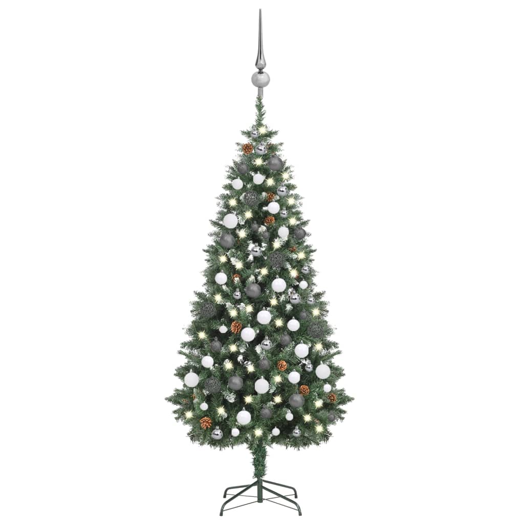 Künstlicher Weihnachtsbaum Mit Beleuchtung & Kugeln Grün 150 Cm