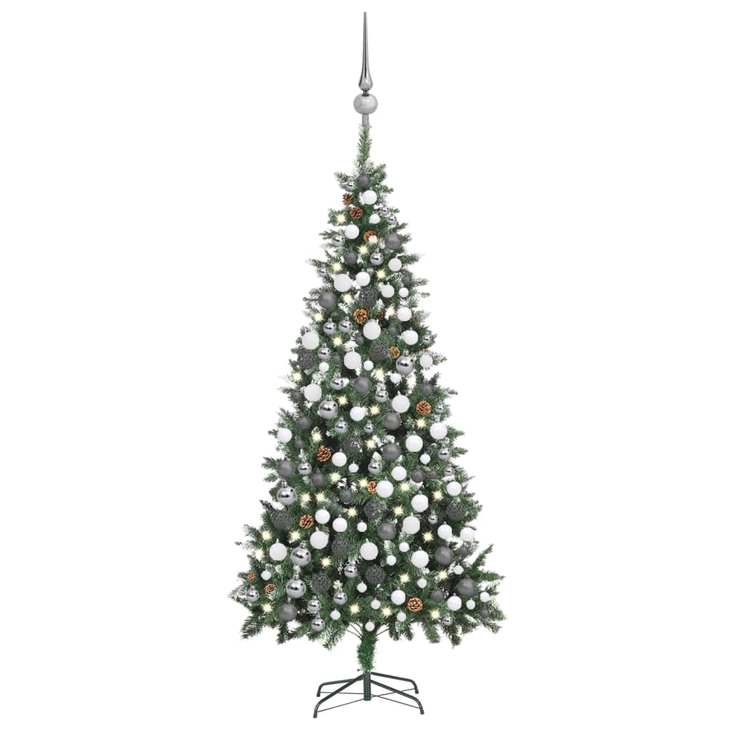 Künstlicher Weihnachtsbaum Mit Beleuchtung & Kugeln Grün 150 Cm