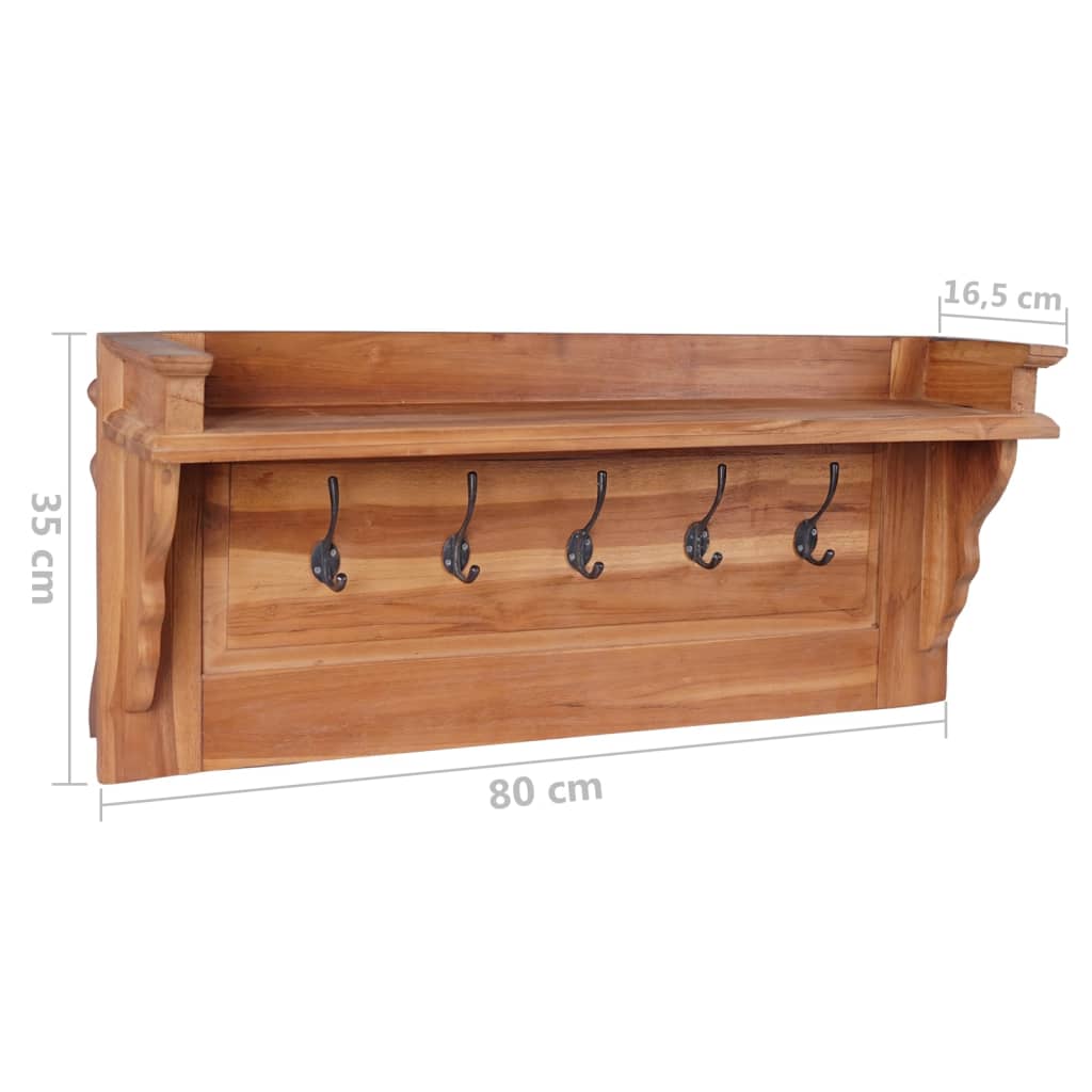 Wandgarderobe 80X16,5X35 Cm Massivholz Teakholz