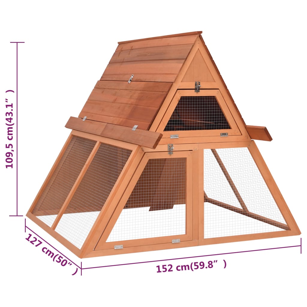 Kaninchenstall 152X127X109,5 Cm Massivholz Tanne