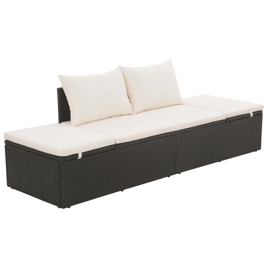 Outdoor-Lounge-Bett Mit Polster & Kissen Poly Rattan