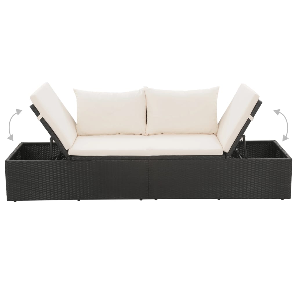 Outdoor-Lounge-Bett Mit Polster & Kissen Poly Rattan