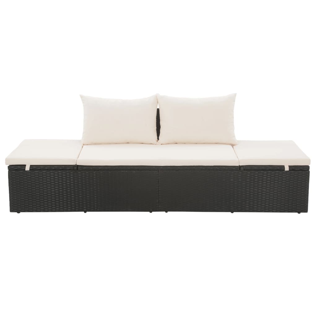 Outdoor-Lounge-Bett Mit Polster & Kissen Poly Rattan