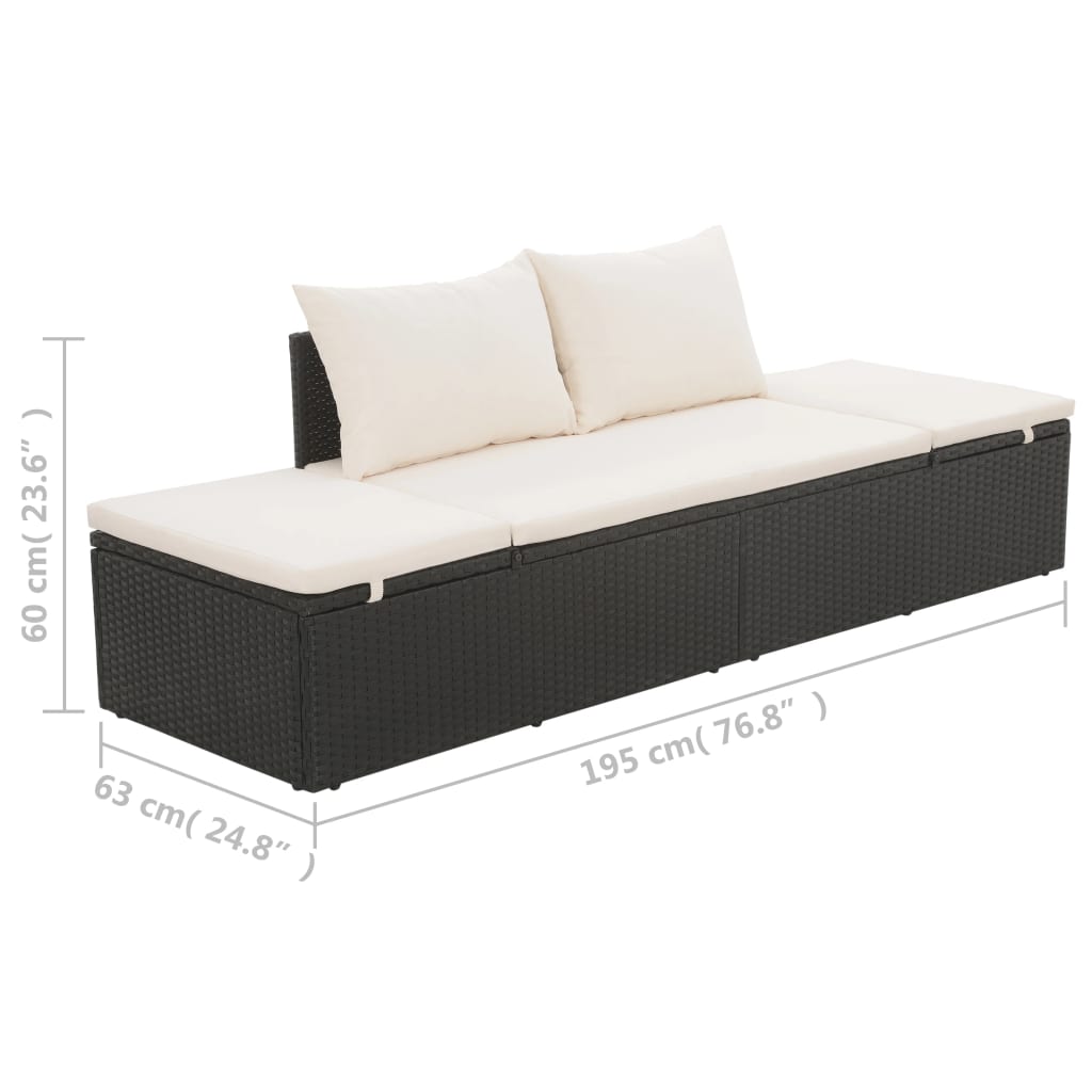 Outdoor-Lounge-Bett Mit Polster & Kissen Poly Rattan