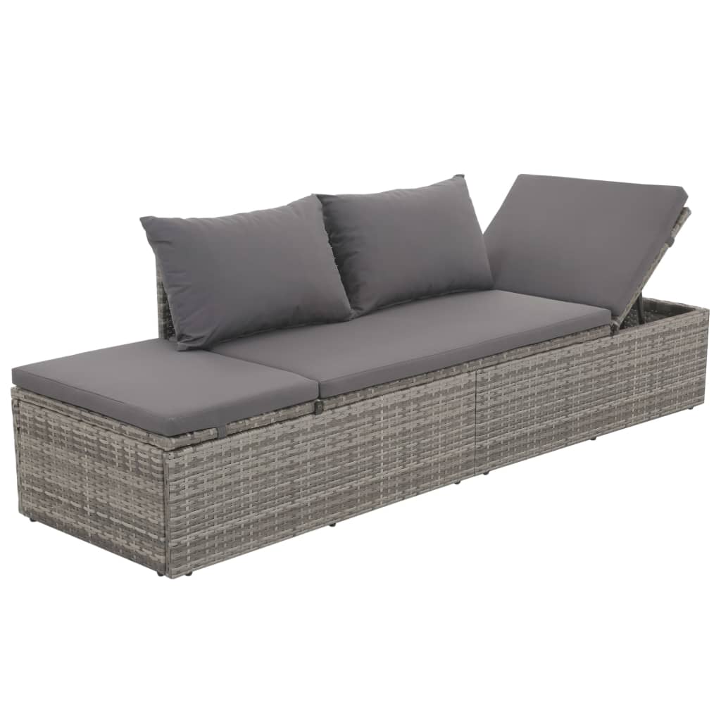 Outdoor-Lounge-Bett Mit Polster & Kissen Poly Rattan