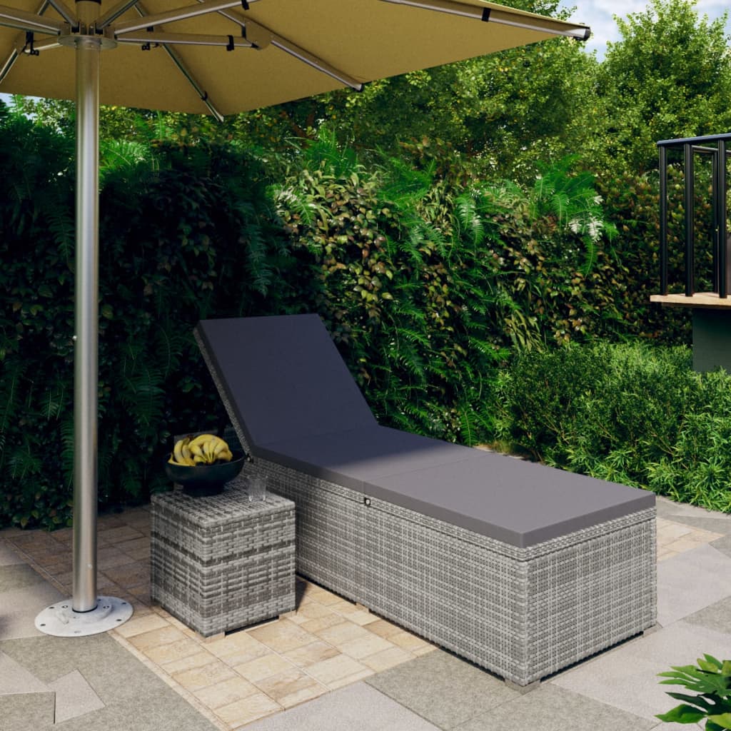 Sonnenliege Mit Auflage Und Teetisch Poly Rattan