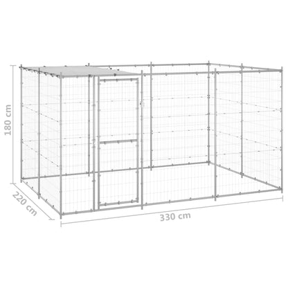 Outdoor-Hundezwinger Mit Überdachung Verzinkter Stahl 7,26 M² Silber