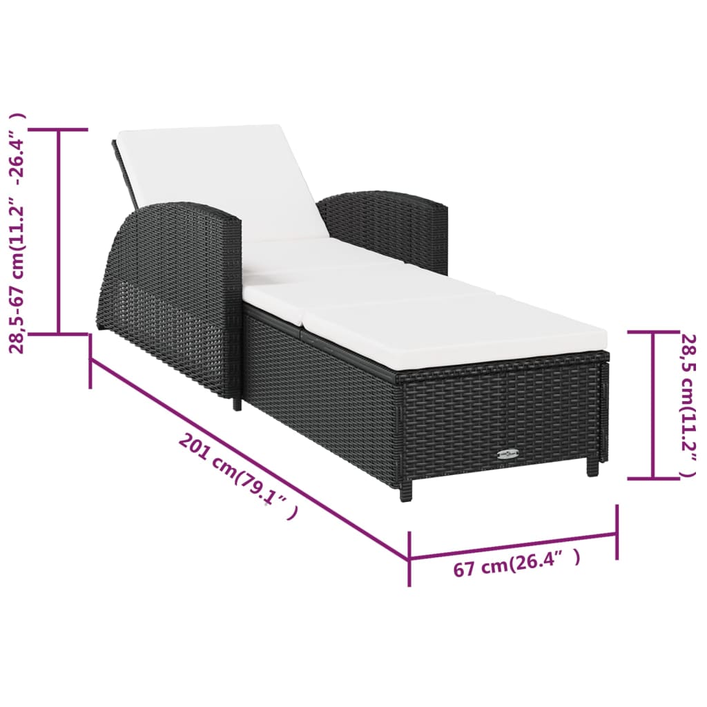 Sonnenliege Mit Cremeweißer Auflage Poly Rattan