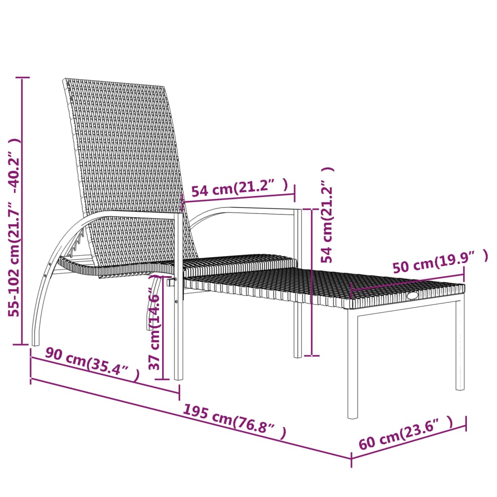 Sonnenliege Mit Fußhocker Pe-Rattan