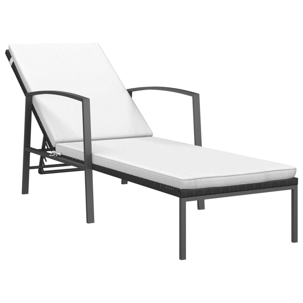 Sonnenliegen 2 Stk. Mit Tisch Poly Rattan