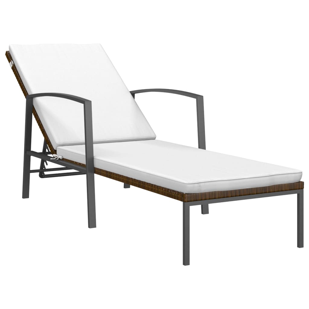 Sonnenliegen 2 Stk. Mit Tisch Poly Rattan