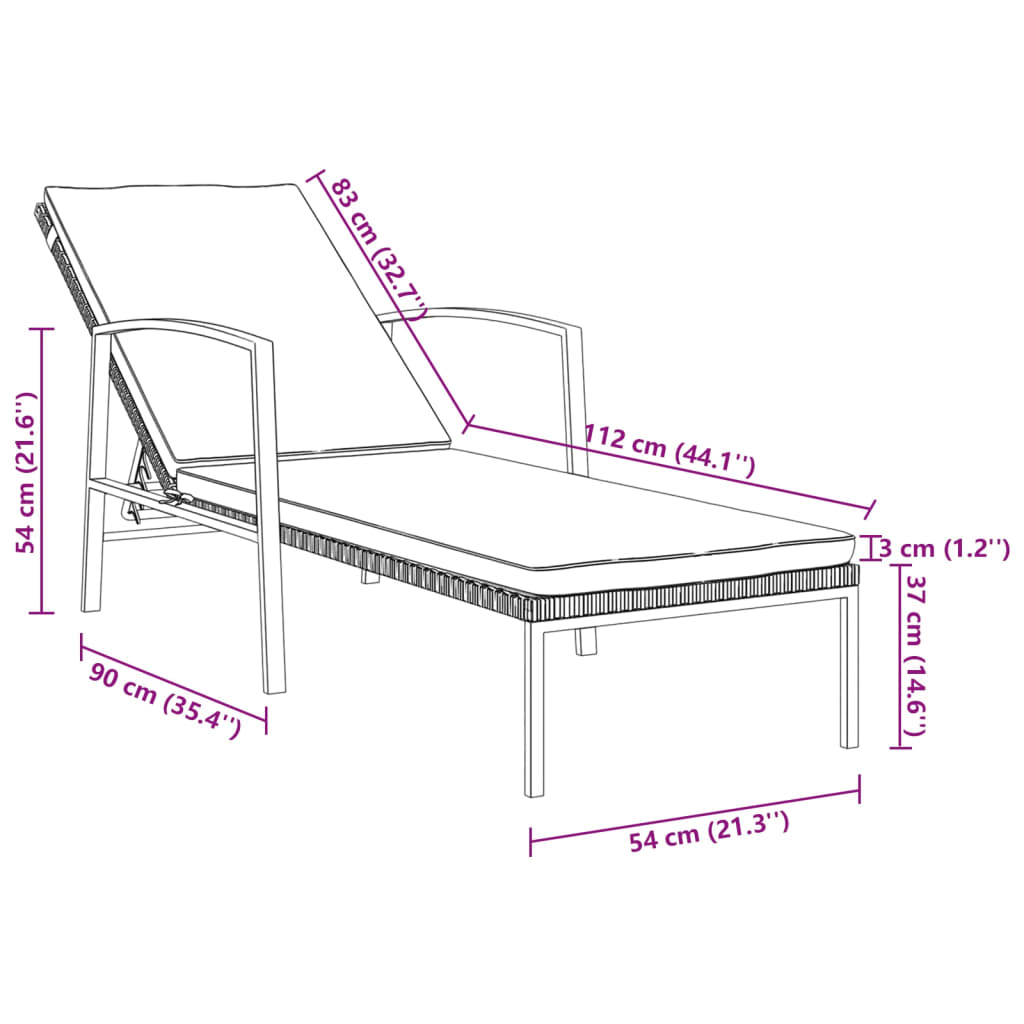 Sonnenliegen 2 Stk. Mit Tisch Poly Rattan