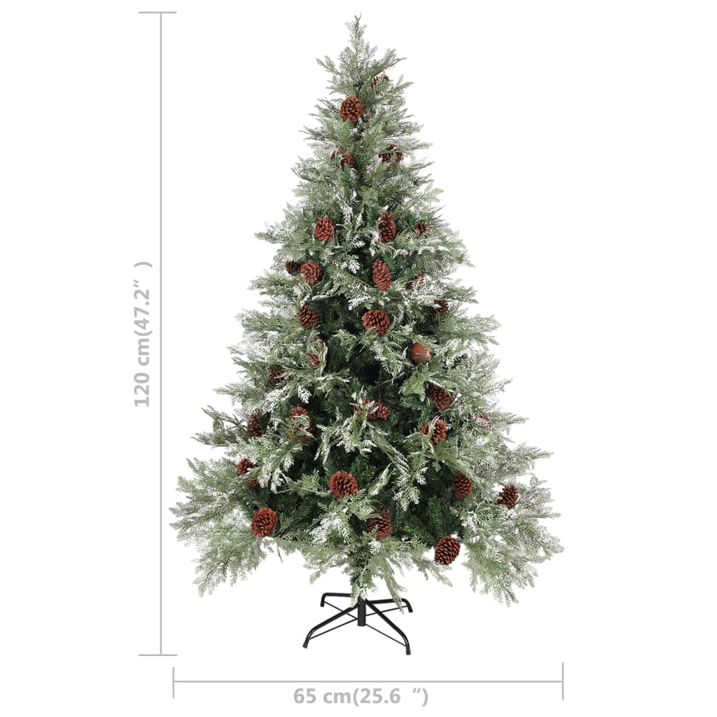 Weihnachtsbaum Mit Zapfen Grün Und Weiß 120 Cm Pvc & Pe