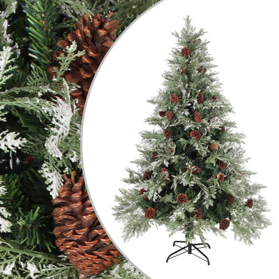 Weihnachtsbaum Mit Zapfen Grün Und Weiß 120 Cm Pvc & Pe