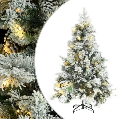 Weihnachtsbaum Mit Beleuchtung Schnee Und Zapfen 150 Cm Pvc&Pe