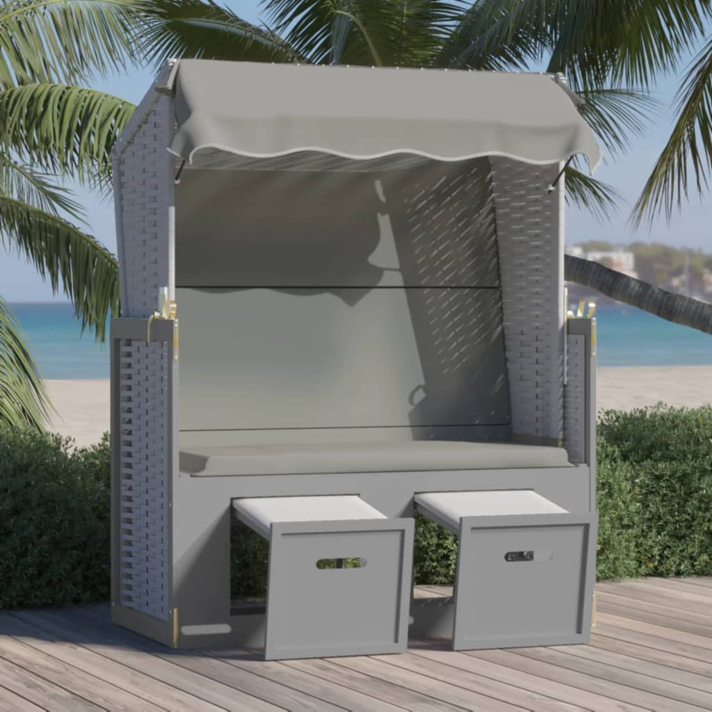 Strandkorb Mit Dach Poly Rattan Und Massivholz