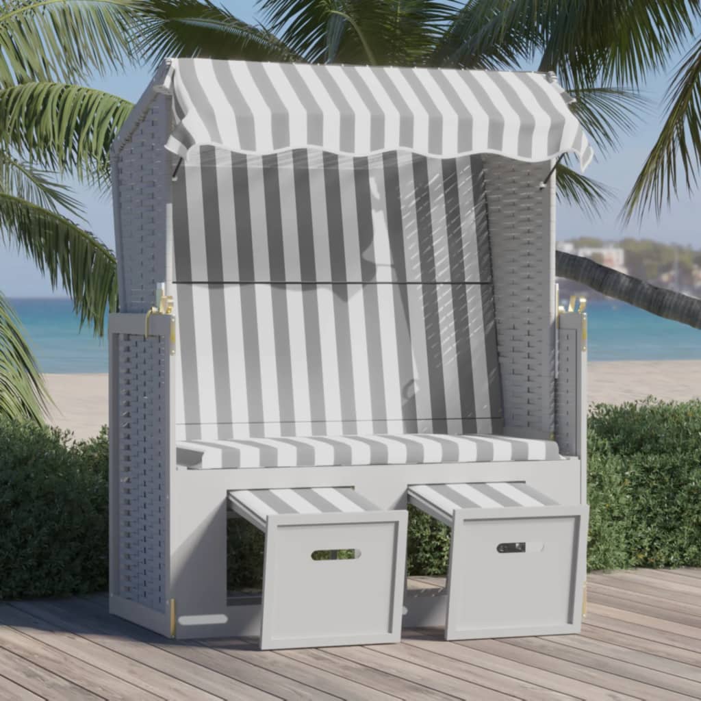 Strandkorb Mit Dach Poly Rattan Und Massivholz