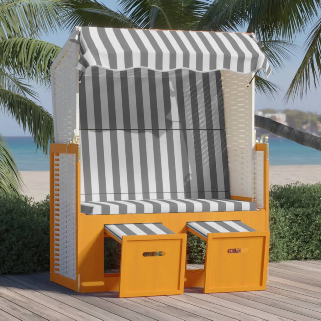 Strandkorb Mit Dach Poly Rattan Und Massivholz