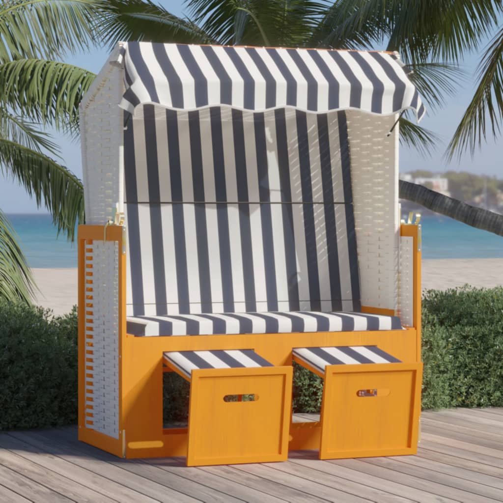 Strandkorb Mit Dach Poly Rattan Und Massivholz