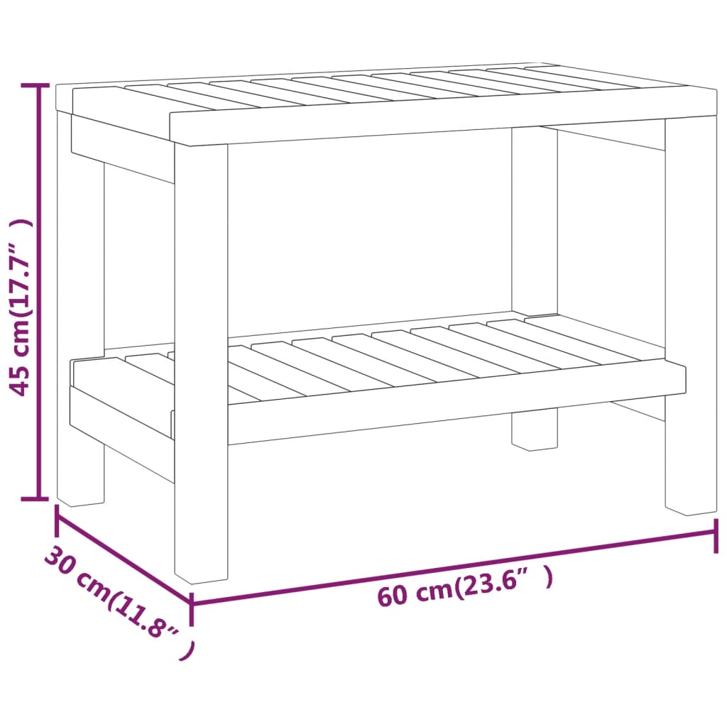 Badezimmer-Beistelltisch 60X30X45 Cm Massivholz Teak Cappuccino