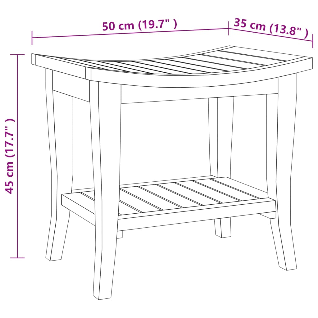 Badezimmer-Beistelltisch 50X35X45 Cm Massivholz Teak Schwarz