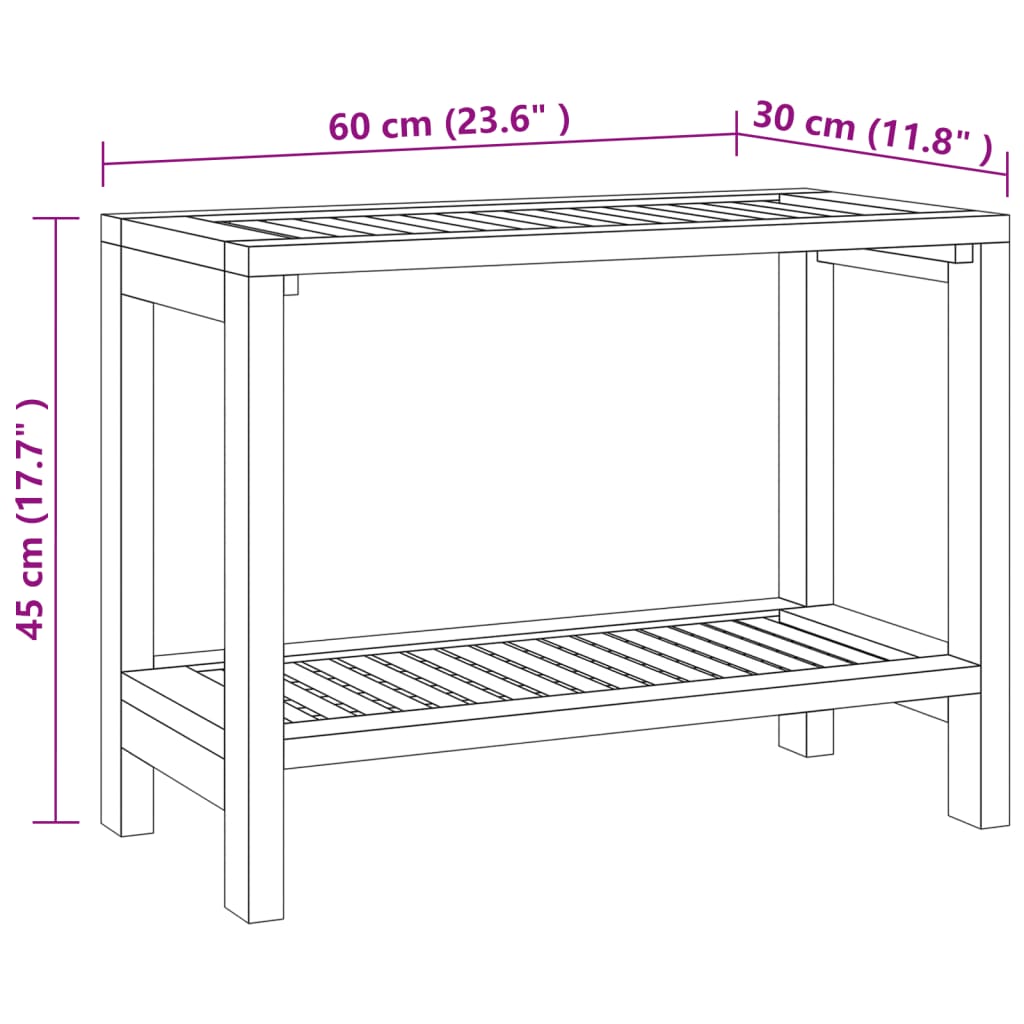 Badezimmer-Beistelltisch 60X30X45 Cm Massivholz Teak Dunkelbraun