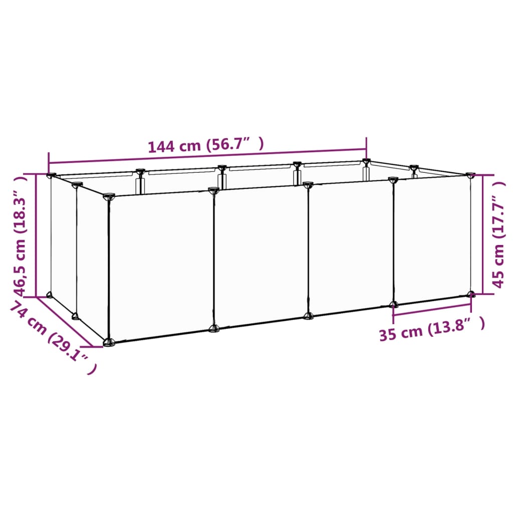 Kleintierkäfig 144X74X46,5 Cm Pp Und Stahl