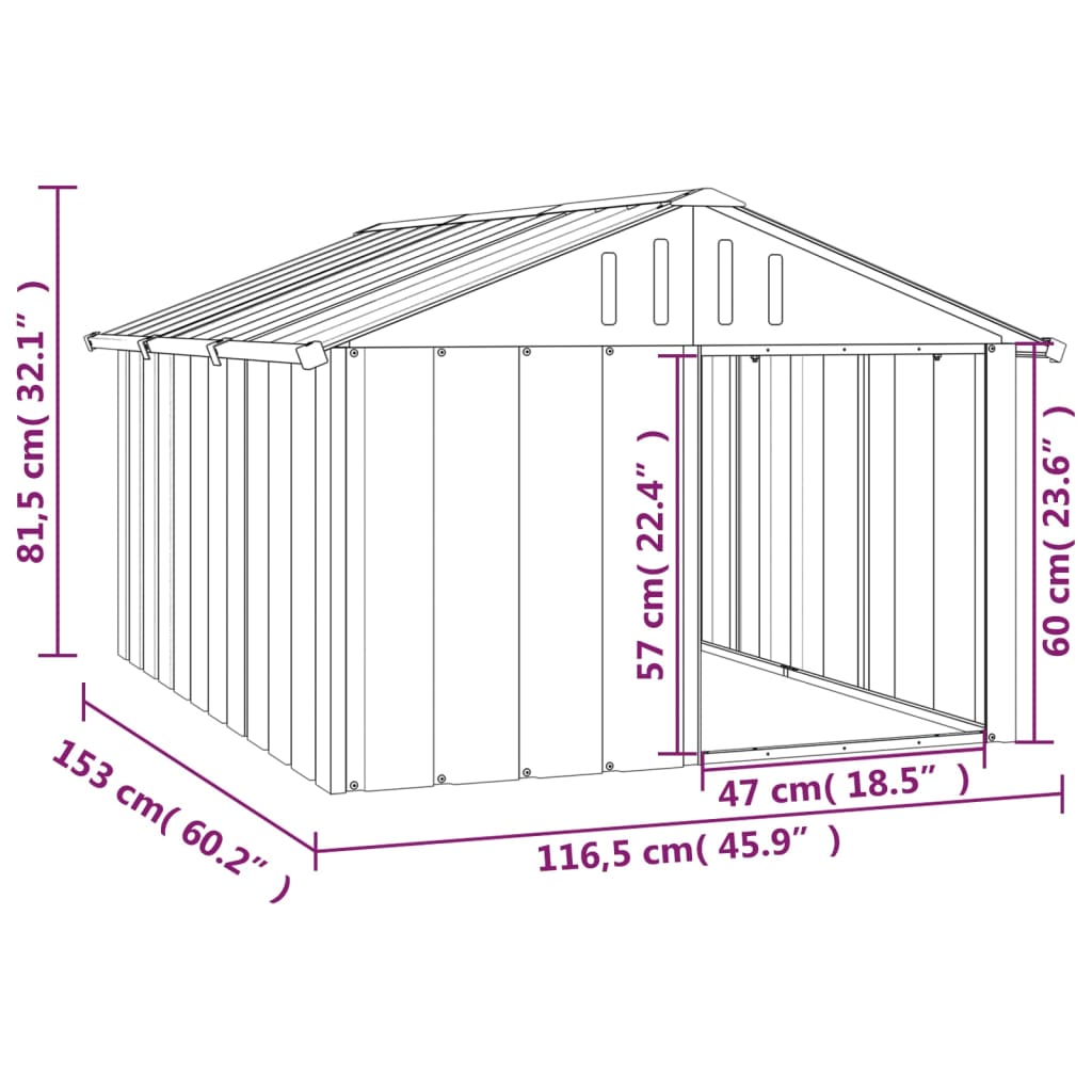 Hundehütte 116,5X153X81,5 Cm Verzinkter Stahl