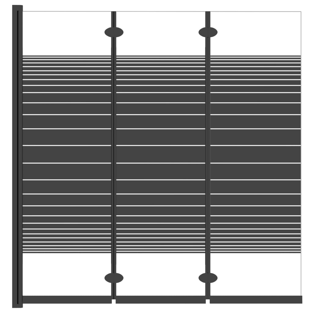 Badewannenfaltwand 3-Teilig 130X130 Cm Esg Schwarz