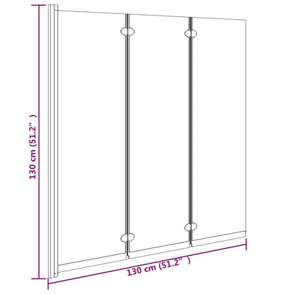 Badewannenfaltwand 3-Teilig 130X130 Cm Esg Schwarz