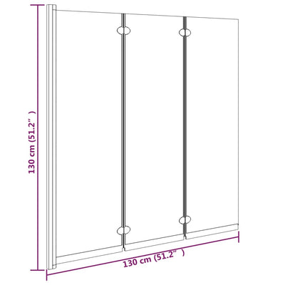 Badewannenfaltwand 3-Teilig 130X130 Cm Esg Schwarz