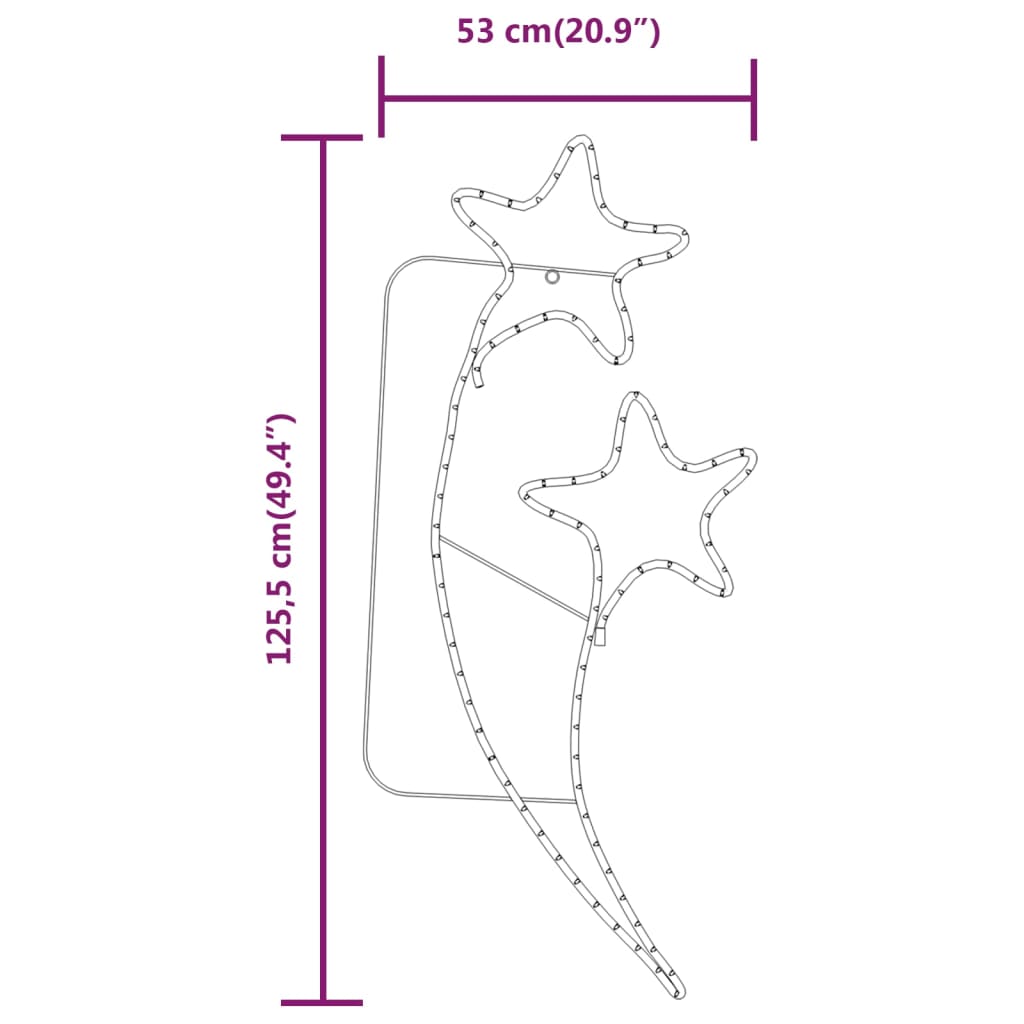 Lichterketten 2 Stk. Sternförmig Warmweiß 125,5X53X4,5 Cm