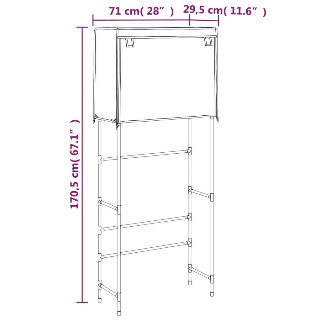 Waschmaschinenregal 2 Ablagen 71X29,5X170,5 Cm Eisen