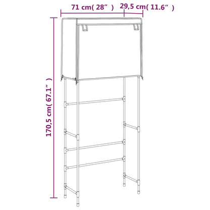 Waschmaschinenregal 2 Ablagen 71X29,5X170,5 Cm Eisen