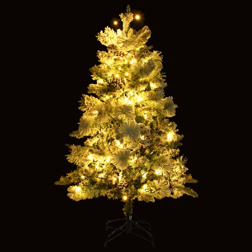 Weihnachtsbaum Mit Beleuchtung Schnee Und Zapfen 150 Cm Pvc&Pe