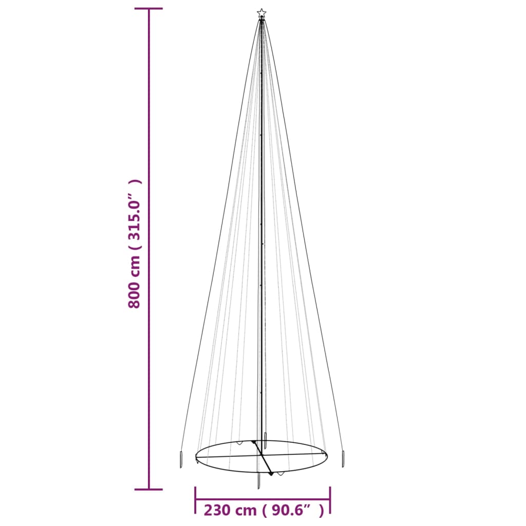 Led-Weihnachtsbaum Kegelform 1134 Leds 230X800 Cm