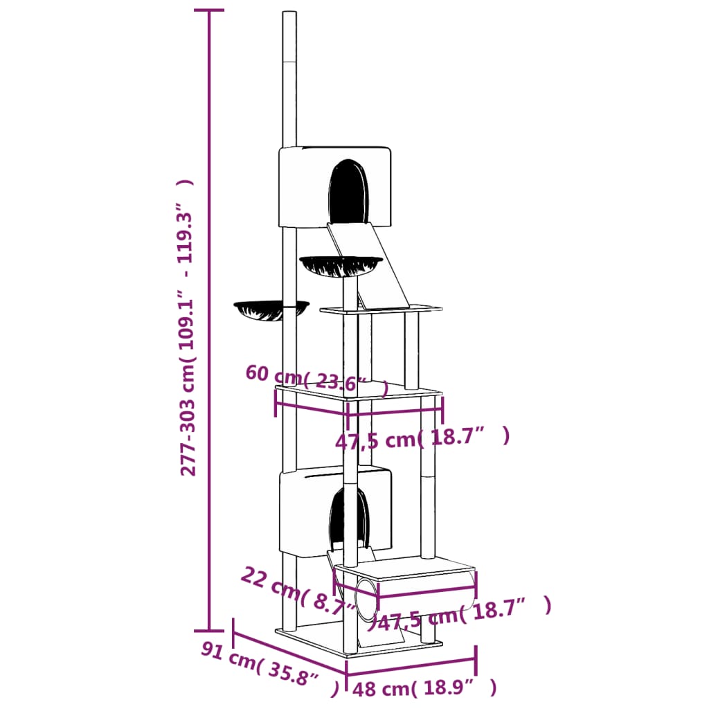 Kratzbaum Deckenhoch 277-303 Cm